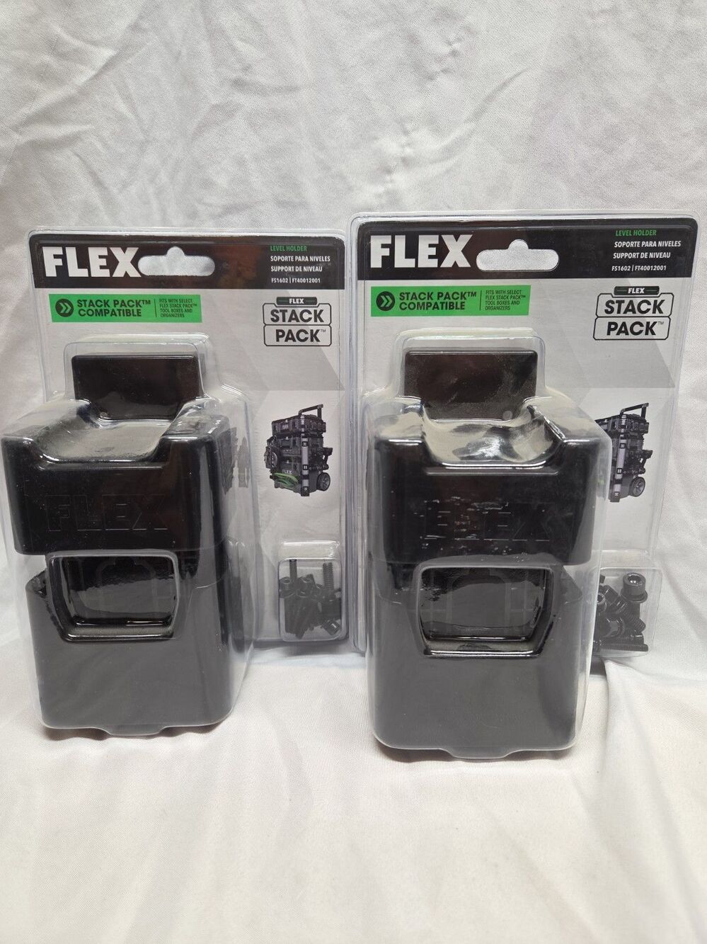 Lot - 2 FLEX Stack Pack Level Holder Model FS1602 Rolling Toolbox Attachment Mod